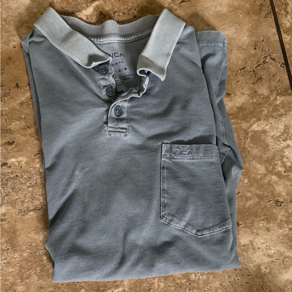 RVCA Men's slim fit Blue grey Polo Shirt